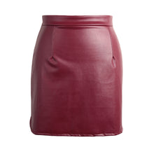 Europe Sexy Women Mini Skirt PU Leather Solid Split Zipper Pencil Skirts OL Casual Slim Clubwear BlackBurgundy Saia Faldas  SM6