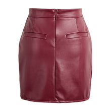 Europe Sexy Women Mini Skirt PU Leather Solid Split Zipper Pencil Skirts OL Casual Slim Clubwear BlackBurgundy Saia Faldas  SM6