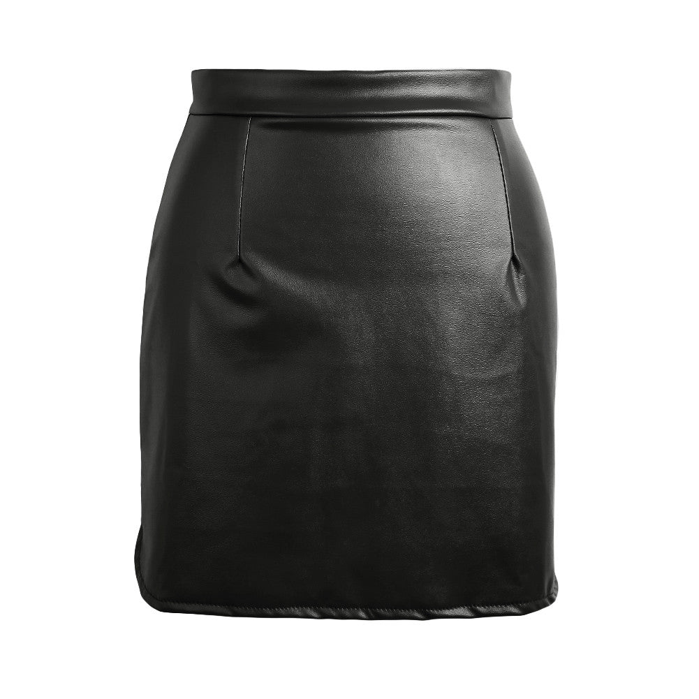 Europe Sexy Women Mini Skirt PU Leather Solid Split Zipper Pencil Skirts OL Casual Slim Clubwear BlackBurgundy Saia Faldas  SM6