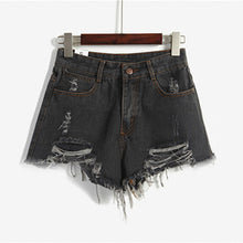 European and American BF Wind Blue High Waist Denim Shorts Women Worn Loose Burr Hole Shorts SM6