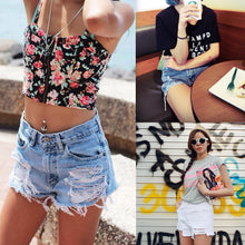 European and American BF Wind Blue High Waist Denim Shorts Women Worn Loose Burr Hole Shorts SM6