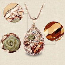 Exaggerated Long Sweater Necklaces Jewelry For Women 18k Gold Crystal Teardrop Ear Of Wheat Pendant Necklaces SM6