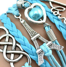 Factory Price Heart Eiffel Tower Bracelet Jewelry S PU Leather Pearl Double Infinite Multilayer Bracelets SM6