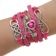 Factory Price Heart Eiffel Tower Bracelet Jewelry S PU Leather Pearl Double Infinite Multilayer Bracelets SM6