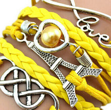 Factory Price Heart Eiffel Tower Bracelet Jewelry S PU Leather Pearl Double Infinite Multilayer Bracelets SM6