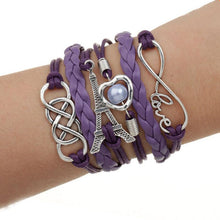 Factory Price Heart Eiffel Tower Bracelet Jewelry S PU Leather Pearl Double Infinite Multilayer Bracelets SM6