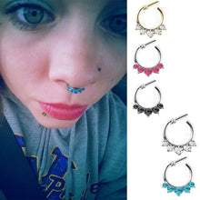 Fake Septum Clicker Hanger Clip On Jewelry Rhinestone Petal Nose Hoop Nose Rings s Body Piercing Jewelry SM6