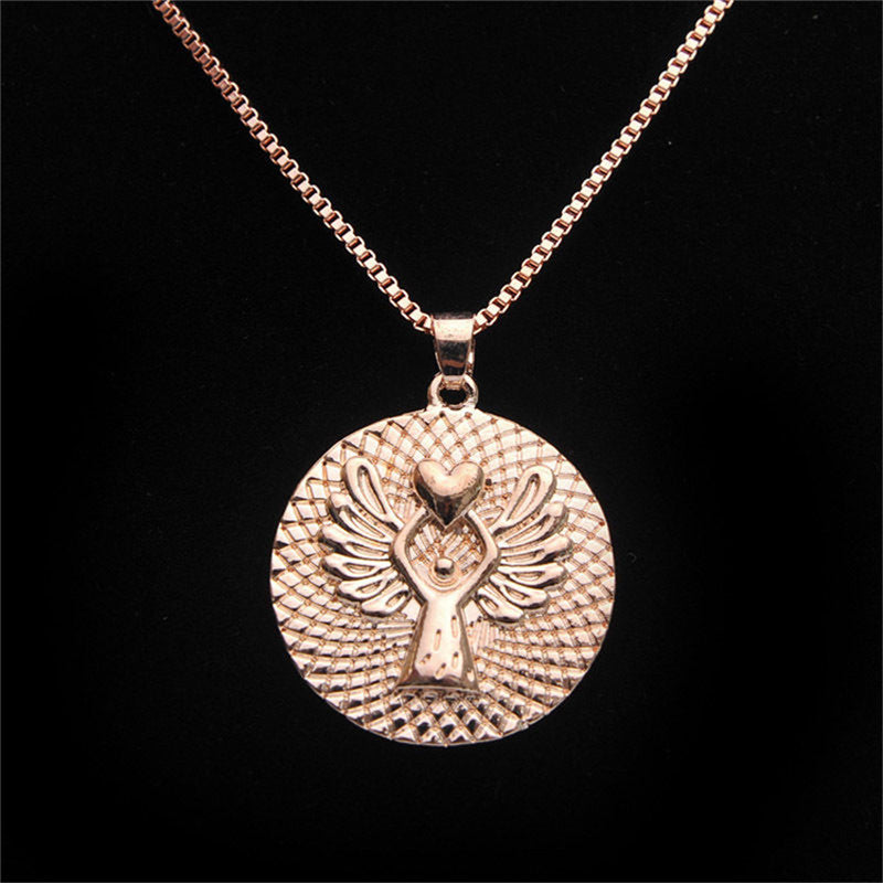 s GUARDIAN ANGEL PROTECT ME Double-faced Guardian Angel Pendant Necklace collar chain Gold Silver Colors SM6