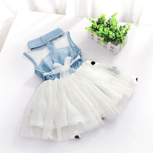 Fashion Baby Kids Girls Denim Dress Sleeveless Shirt Tulle Princess Tutu Dresses 0-4Y SM6