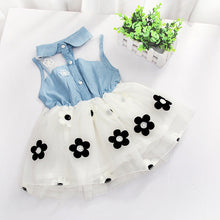 Fashion Baby Kids Girls Denim Dress Sleeveless Shirt Tulle Princess Tutu Dresses 0-4Y SM6