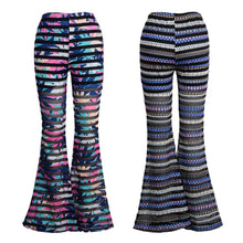 Bell-bottomed Women Flare Pants Elastic Waist Eyelet Mesh Long Trousers Slim Hip Women Pants RoseBlue SM6