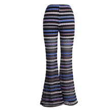 Bell-bottomed Women Flare Pants Elastic Waist Eyelet Mesh Long Trousers Slim Hip Women Pants RoseBlue SM6