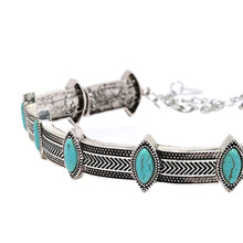 Boho Collar Choker Silver Necklace jewelry Necklace women Euro Vintage Necklace Bohemia Turquoise Beads SM6