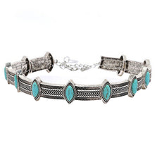 Boho Collar Choker Silver Necklace jewelry Necklace women Euro Vintage Necklace Bohemia Turquoise Beads SM6