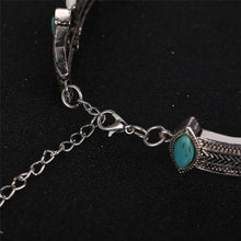 Boho Collar Choker Silver Necklace jewelry Necklace women Euro Vintage Necklace Bohemia Turquoise Beads SM6