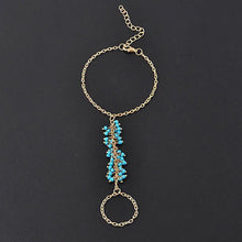Chain Bracelet Drop Turquoise Beads Slave Finger Ring Punk Gold Plated Women Metal H  Harness Chain SM6