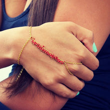 Chain Bracelet Drop Turquoise Beads Slave Finger Ring Punk Gold Plated Women Metal H  Harness Chain SM6