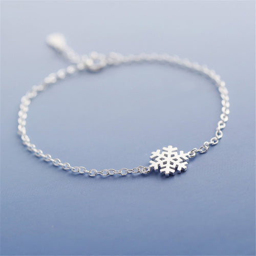Charm Women Girl Snowflake Shape Wrap Chain Bracelet Silver plated Love Dainty Bridesmaid jewelry Gift SM6