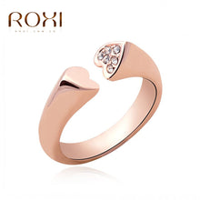 Crystal Heart Rings ROXI Women Wedding Engagement Love Sweet Jewelry Rings Rose Gold Plated Smooth Opening Rings SM6