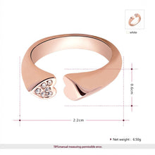 Crystal Heart Rings ROXI Women Wedding Engagement Love Sweet Jewelry Rings Rose Gold Plated Smooth Opening Rings SM6