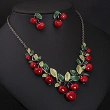 Cute Cherry Statement Necklace With Earrings Maxi Necklace For Women Best Gift S SM6