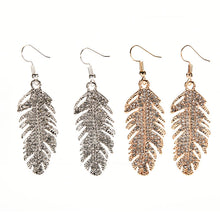 Dangle Earrings Jewlery Silver Gold Colors Women Fine Bohemian elegant Alloy Feather Pendant Earrings SM6