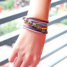 Elephants Jewelry Bracelet Multilayer C y Color Rope Chain Leather Bracelets For Women SM6