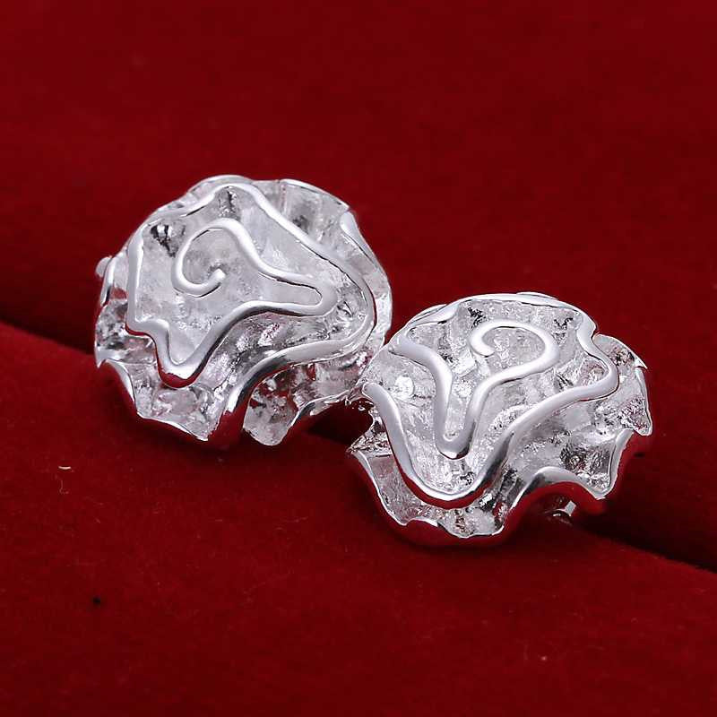 Jewelry Earring Women Cute Rose Stud Earrings Gifts For Lady Jewelry Silver Color SM6