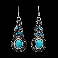 Jewelry Sets Tibetan Turquoise Chain Necklace   Pendants Silver Plated Water Drop Shaped Stud Earrings Women Collar SM6