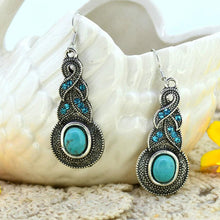 Jewelry Sets Tibetan Turquoise Chain Necklace   Pendants Silver Plated Water Drop Shaped Stud Earrings Women Collar SM6