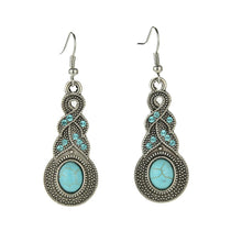 Jewelry Sets Tibetan Turquoise Chain Necklace   Pendants Silver Plated Water Drop Shaped Stud Earrings Women Collar SM6