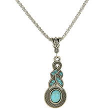 Jewelry Sets Tibetan Turquoise Chain Necklace   Pendants Silver Plated Water Drop Shaped Stud Earrings Women Collar SM6