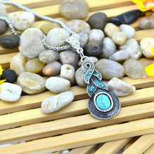 Jewelry Sets Tibetan Turquoise Chain Necklace   Pendants Silver Plated Water Drop Shaped Stud Earrings Women Collar SM6