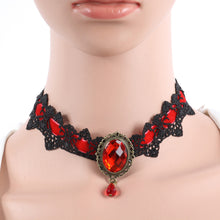 Fashion Lace Collar Flower Victorian Choker Womens Pendant Gothic Gems Necklace SM6