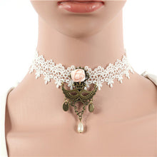 Fashion Lace Collar Flower Victorian Choker Womens Pendant Gothic Gems Necklace SM6