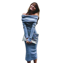 Fashion Lady Long Sleeve Off Shoulder Party Cocktail Pullover Dress Slim Pencil SM6