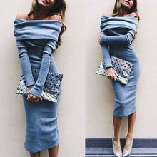 Fashion Lady Long Sleeve Off Shoulder Party Cocktail Pullover Dress Slim Pencil SM6