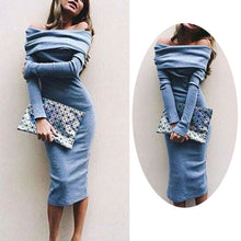 Fashion Lady Long Sleeve Off Shoulder Party Cocktail Pullover Dress Slim Pencil SM6
