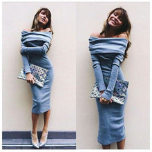 Fashion Lady Long Sleeve Off Shoulder Party Cocktail Pullover Dress Slim Pencil SM6