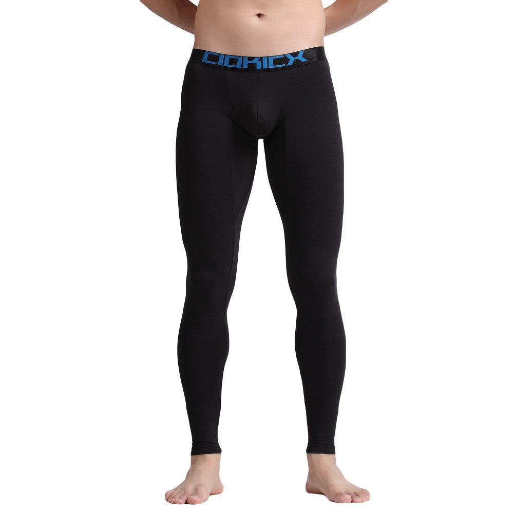 Men Skinny Leggings Solid Color Long Johns Underwear Slim Tights Elastic Waist Cotton Sleepwear Thermal Underwear SM6