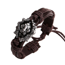 Men's Bracelet Jewelry H made Braided Lion Head Wrap Wrist Leather Cuff Bracelet SM6