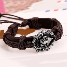 Men's Bracelet Jewelry H made Braided Lion Head Wrap Wrist Leather Cuff Bracelet SM6