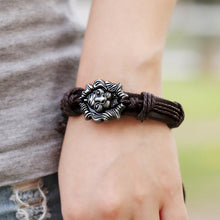 Men's Bracelet Jewelry H made Braided Lion Head Wrap Wrist Leather Cuff Bracelet SM6