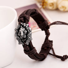 Men's Bracelet Jewelry H made Braided Lion Head Wrap Wrist Leather Cuff Bracelet SM6
