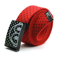 Fashion Mens Canvas Waist Belts Smooth Buckle Polka Dots Waistband Straps Belt SM6