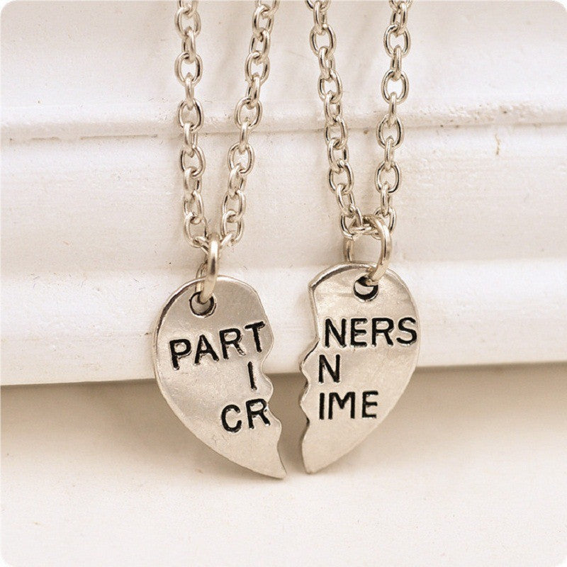 Partners Broken Heart Pendant Necklace Party Jewelry Gift 2pc Sliver Friendship Necklace SM6