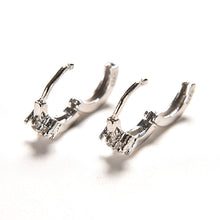 Round Crystal Earrings Silver Plated Zircon Snowflake Ear Stud Earrings For Girls Gifts Women Ladies Jewelry SM6