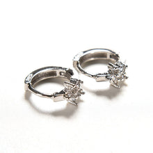 Round Crystal Earrings Silver Plated Zircon Snowflake Ear Stud Earrings For Girls Gifts Women Ladies Jewelry SM6
