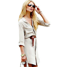 Fashion Sexy Women V-neck Long Sleeve Loose Tops Blouse Short Mini Button Shirt Dresses PY3 SM6