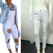 Fashion Sexy Women's Destroyed Distressed Denim Pants Ripped Jeans Skinny Pencil Trouser PL1 SM6